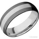 7 mm wide/Domed/Cobalt Chrome band with two 2 mm Double Off Center Edge inlays of Zirconium